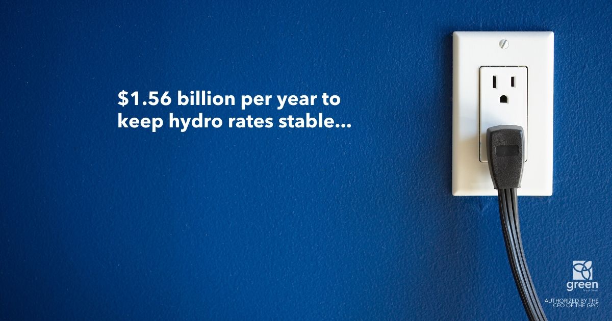 $1.56 billion per year to keep hydro rates stable