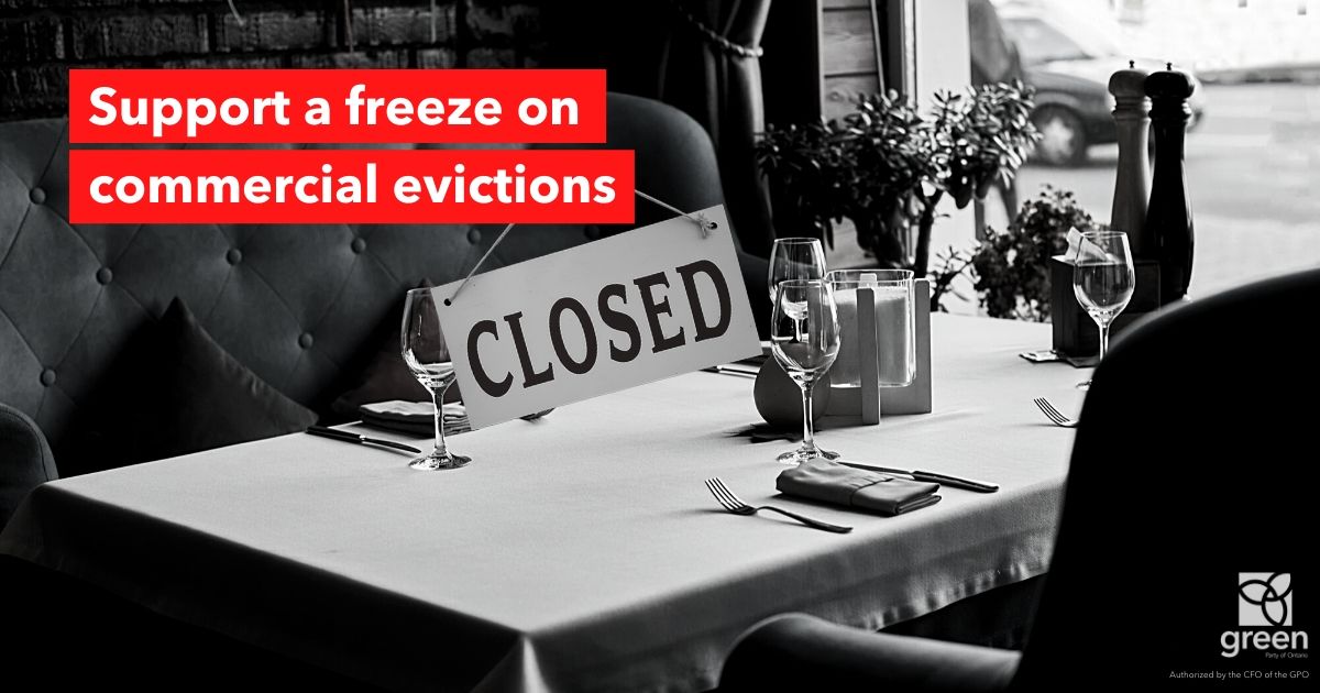 Support a freeze on commercial evictions