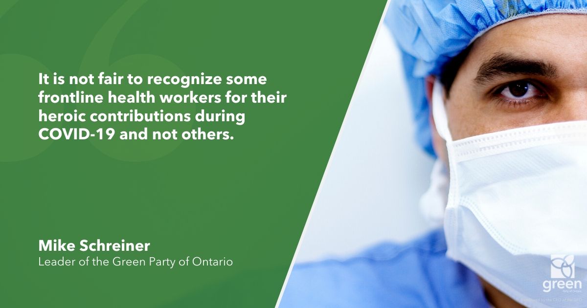 It is not fair to recognize some frontline health workers for their heroic contributions during COVID-19 and not others.