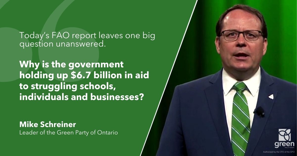 Today’s FAO report leaves one big question unanswered. Why is the government holding up $6.7 billion in aid to struggling schools, individuals and businesses?