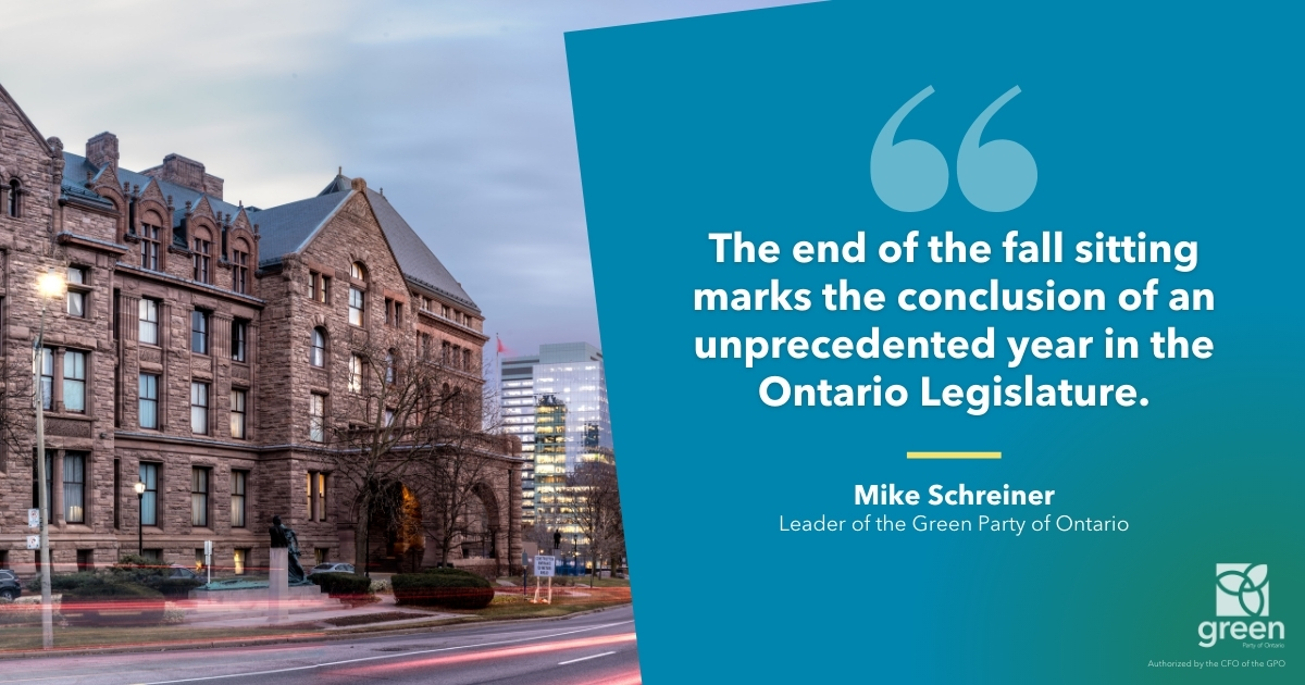 The end of the fall sitting marks the conclusion of an unprecedented year in the Ontario Legislature.