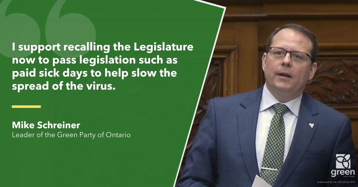 I support recalling the Legislature now to pass legislation such as paid sick days to help slow the spread of the virus.