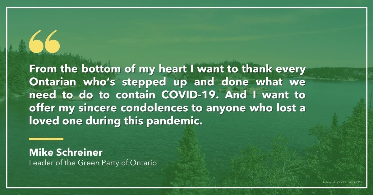 Mike Schreiner releases a statement regarding the one year anniversary of the WHO declaring COVID-19 a global pandemic.