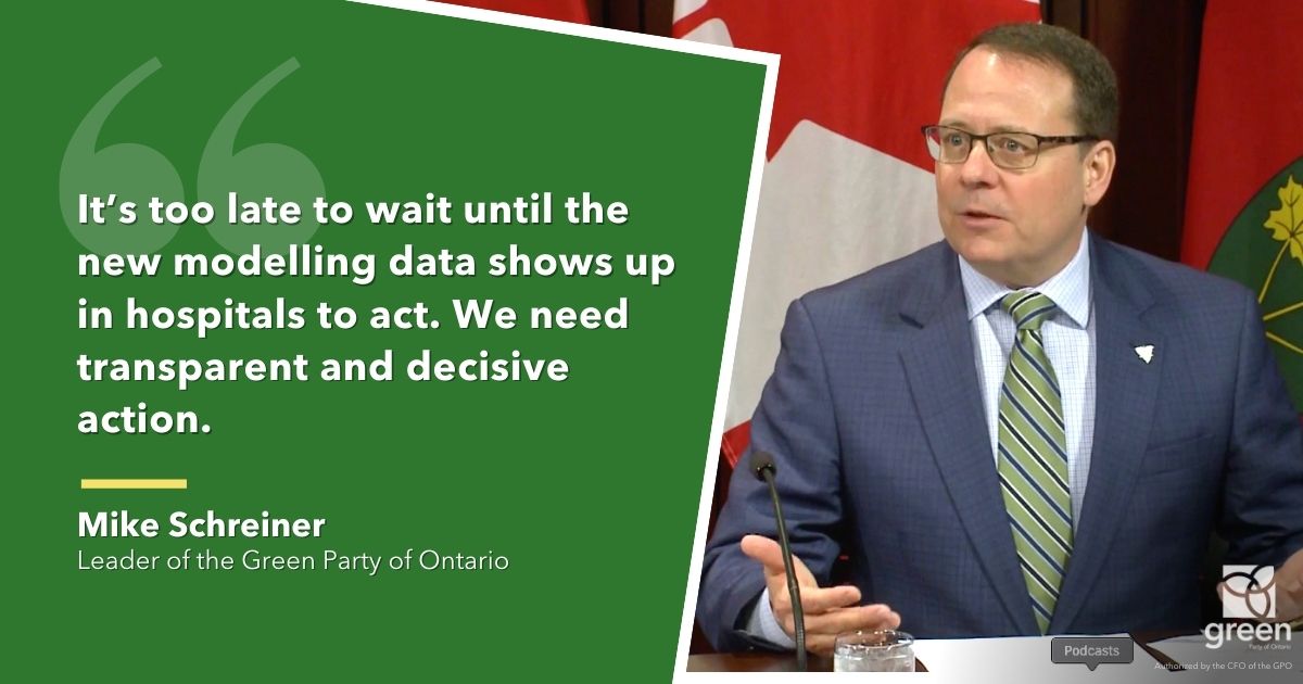 It’s too late to wait until the new modelling data shows up in hospitals to act. We need transparent and decisive action, not more teased announcements.