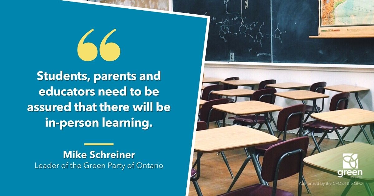 Mike Schreiner released the following statement regarding the lack of a plan for safe schools: