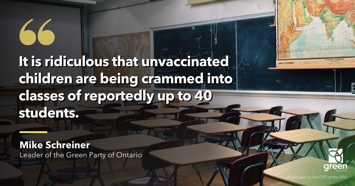 The Ford government must immediately reverse their opposition to lower class sizes and get money flowing to boards to lower class sizes.