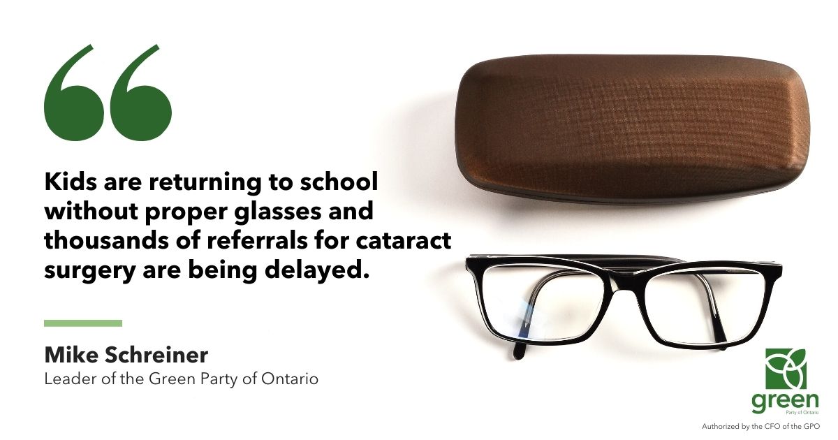 Mike Schreiner releases a statement regarding the breakdown in negotiations between the Ford government and Ontario Association of Optometrists.