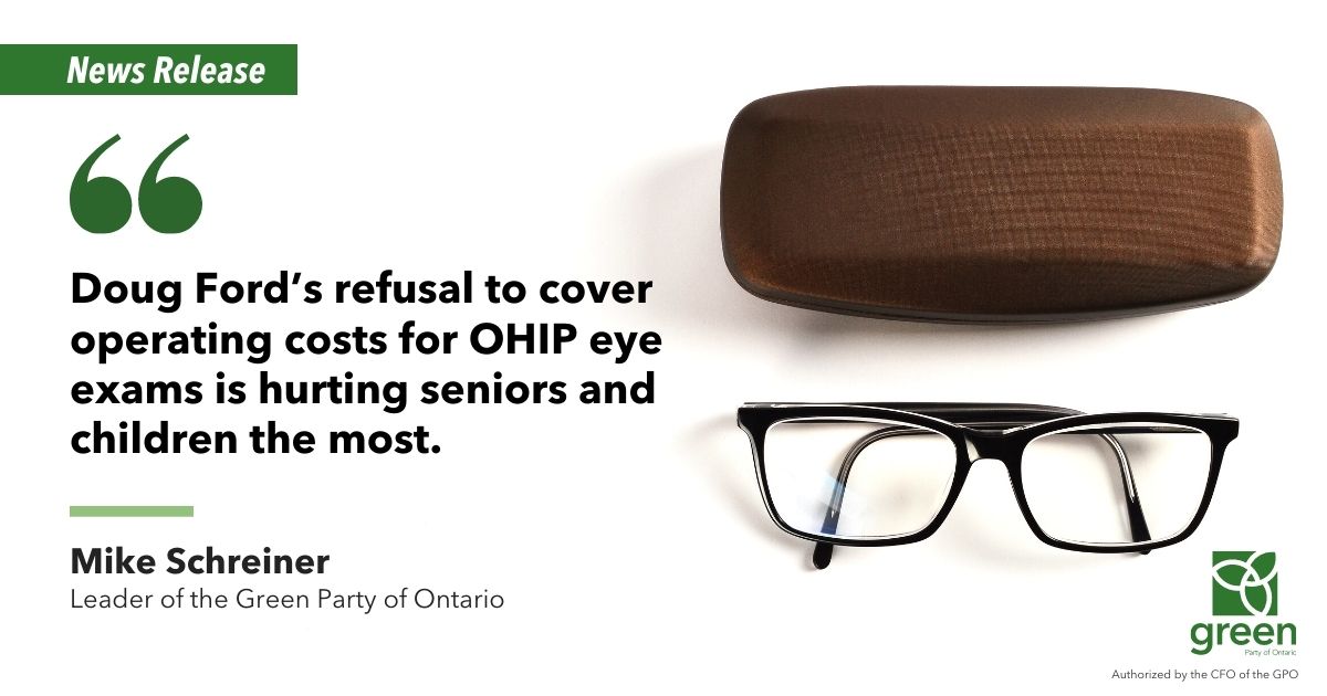 If Ford truly cared about our seniors and children, he would stop playing politics with the health of their eyes on the line.