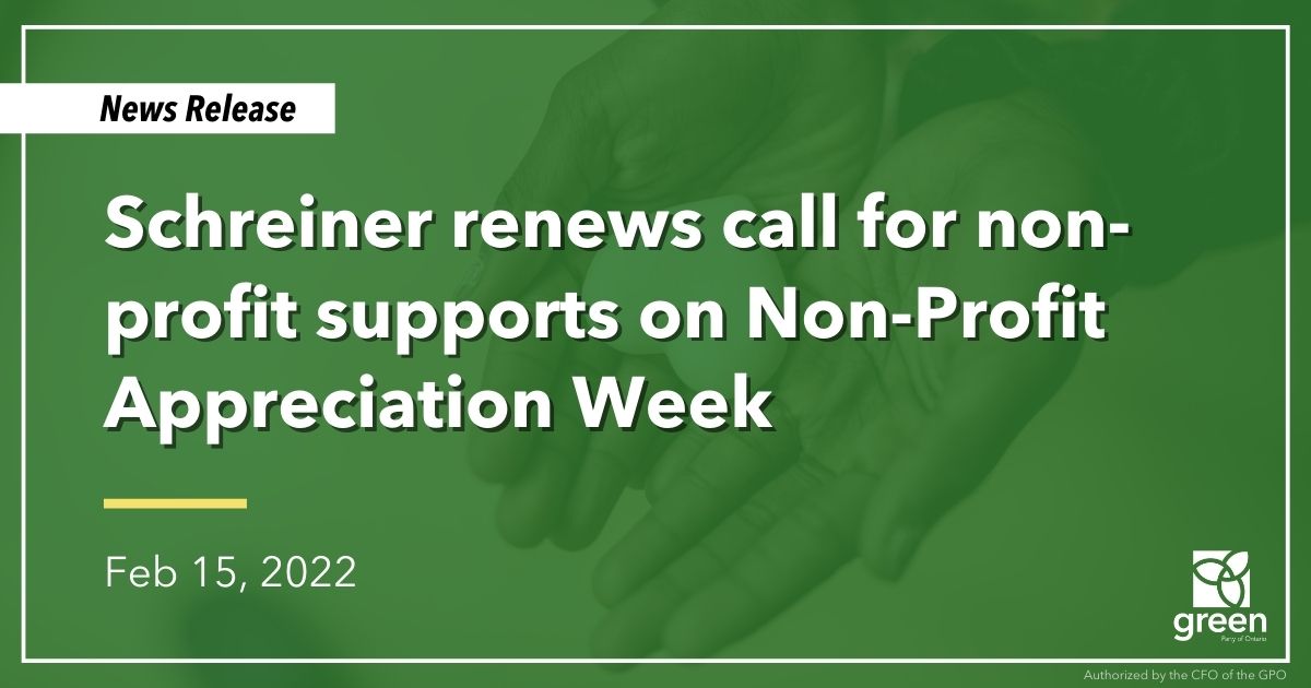 On Non-Profit Appreciation Week, I’m renewing my call for the government to implement key asks from the Ontario Nonprofit Network.