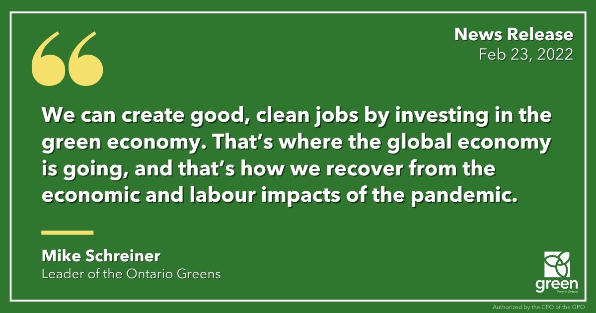 Ontario Greens will create green jobs