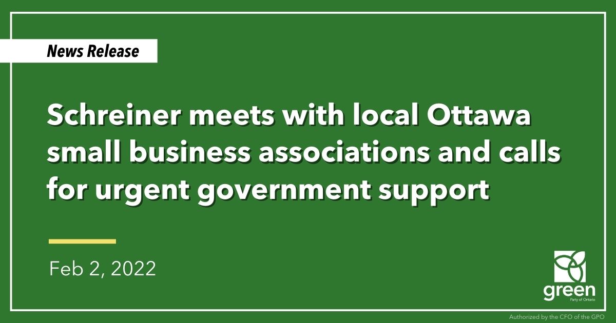 Schreiner meets with local Ottawa small business associations and calls for urgent government support