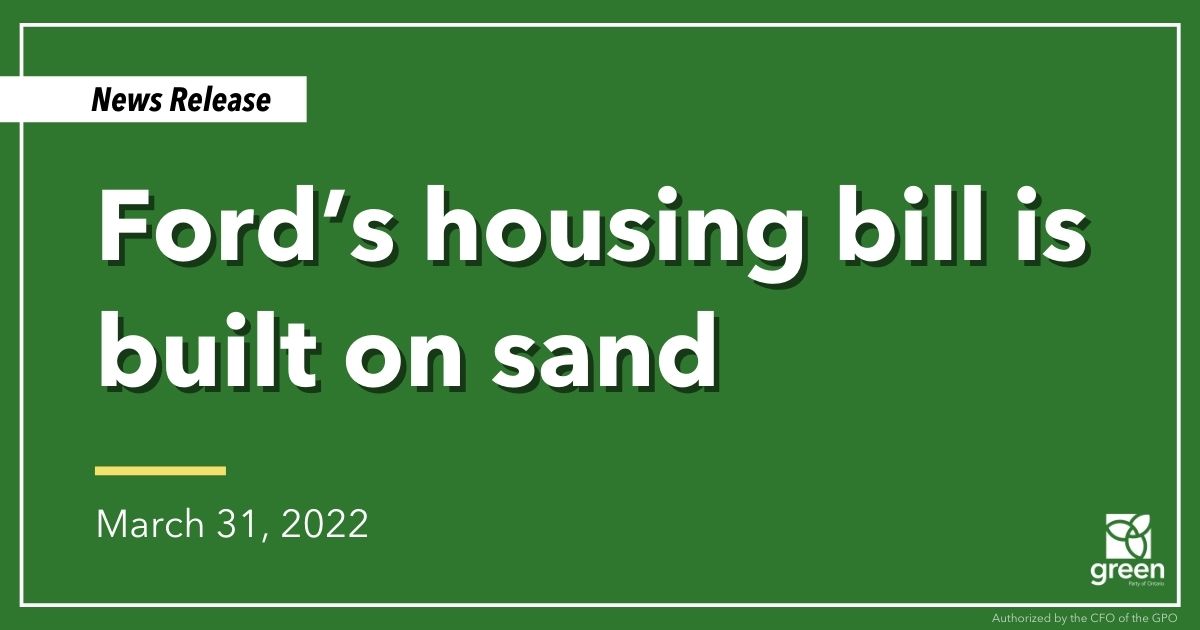 Mike Schreiner made the following statement in response to the Ford government’s new housing bill: