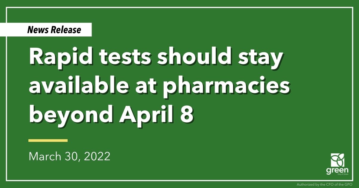 Rapid tests should stay available at pharmacies beyond April 8