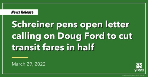 Schreiner Pens Open Letter Calling On Doug Ford To Sign Affordable