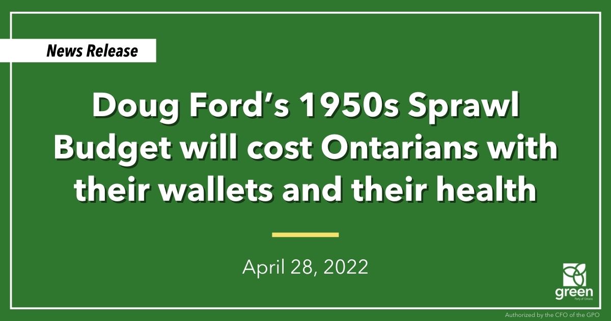 QUEEN’S PARK-- Mike Schreiner made the following statement in response to the Ford government’s budget: