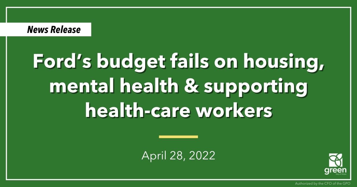 Mike Schreiner made the following statement in response to the Ford government’s budget: