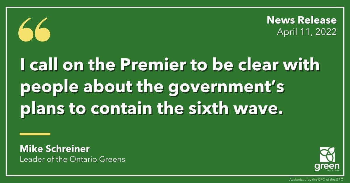 Mike Schreiner made the following statement in response to Ontario’s Chief Medical Officer of Health, Dr. Moore’s briefing: