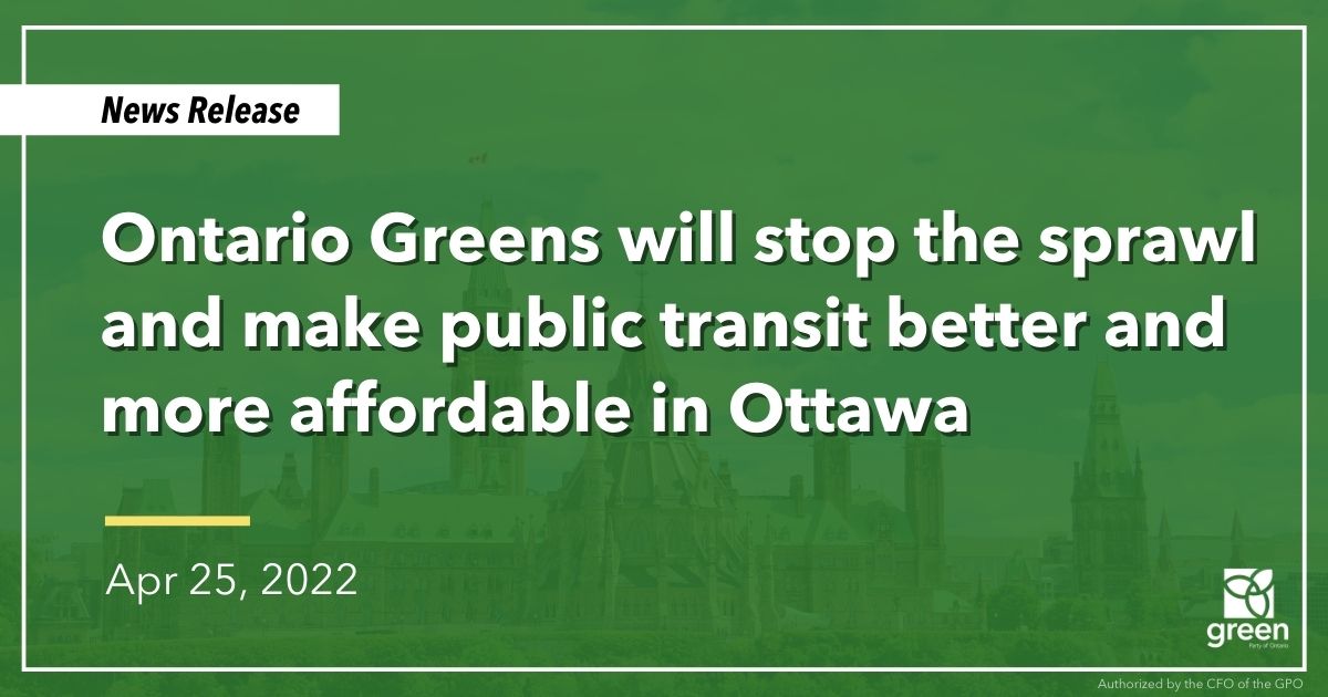 Ontario Greens Leader Mike Schreiner was in Ottawa today to announce his party’s commitment to making public transit better and more affordable.