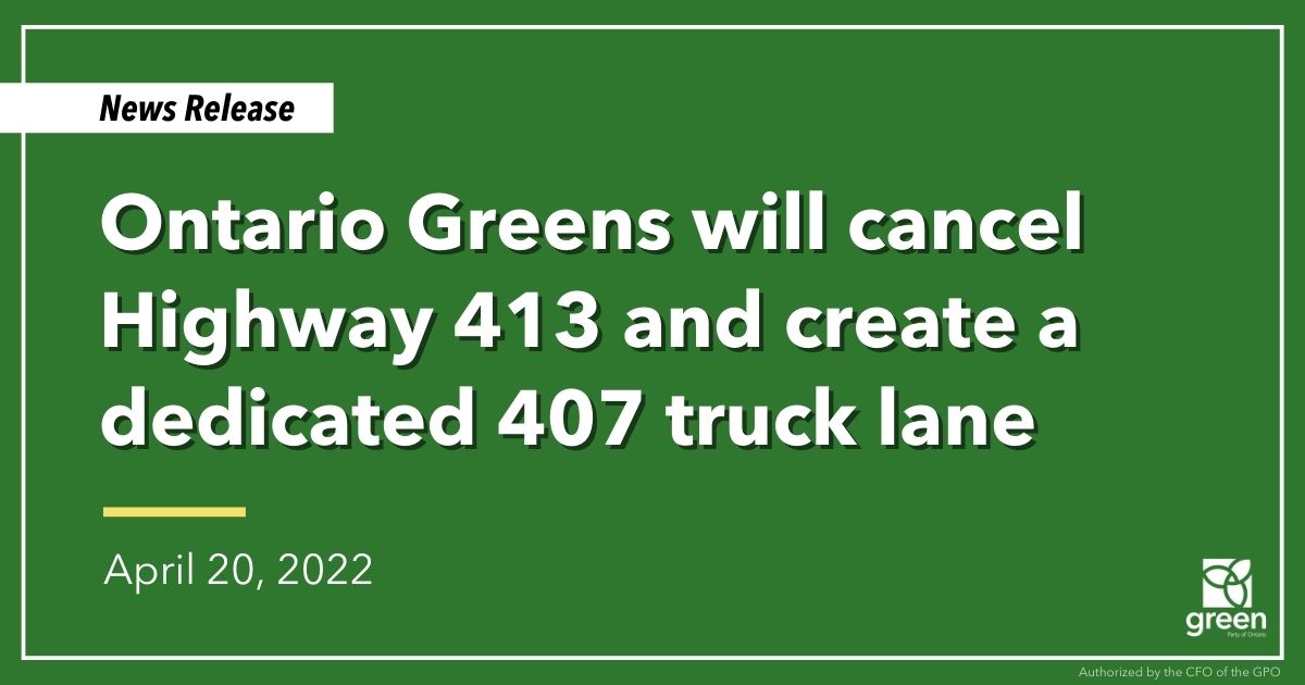 Ontario Greens Leader Mike Schreiner was in Dufferin-Caledon today as part of his Stop the Sprawl Tour to announce his party’s commitment to cancelling Highway 413 and creating a dedicated truck lane on the 407.