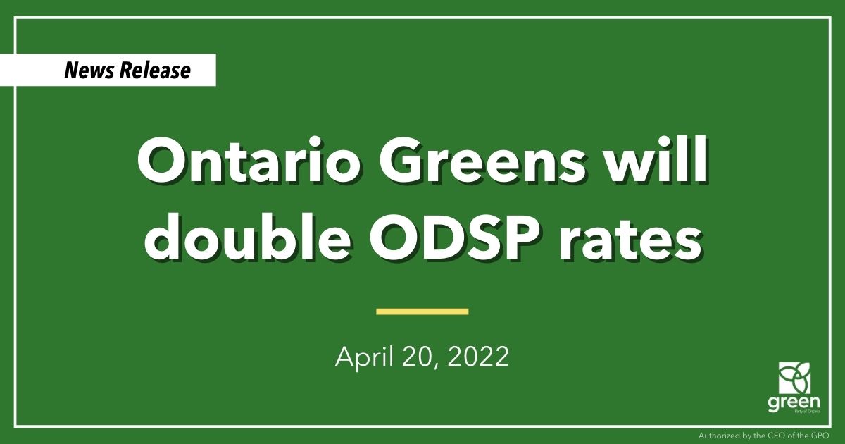 Ontario Greens will double ODSP rates