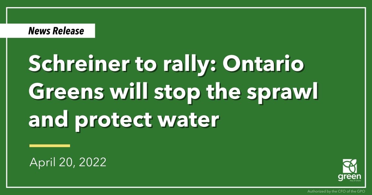 Ontario Greens Leader Mike Schreiner was in Elmvale yesterday to speak at a protest in support of protecting the world’s cleanest water.
