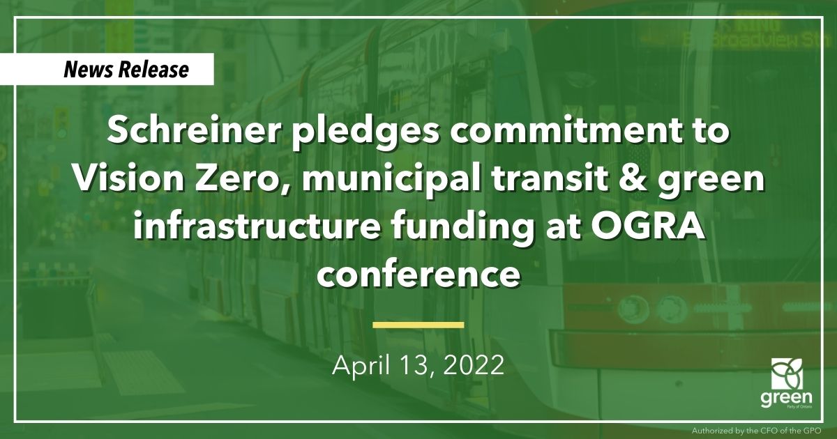 Ontario Greens Leader Mike Schreiner addressed municipalities at the 2022 Ontario Good Roads Conference this morning.