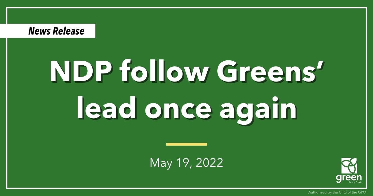 Ontario NDP continue to follow the lead of the Ontario Greens. Last week it was on ODSP. This time, it’s on Highway 413 and removing tolls for trucks on the 407.