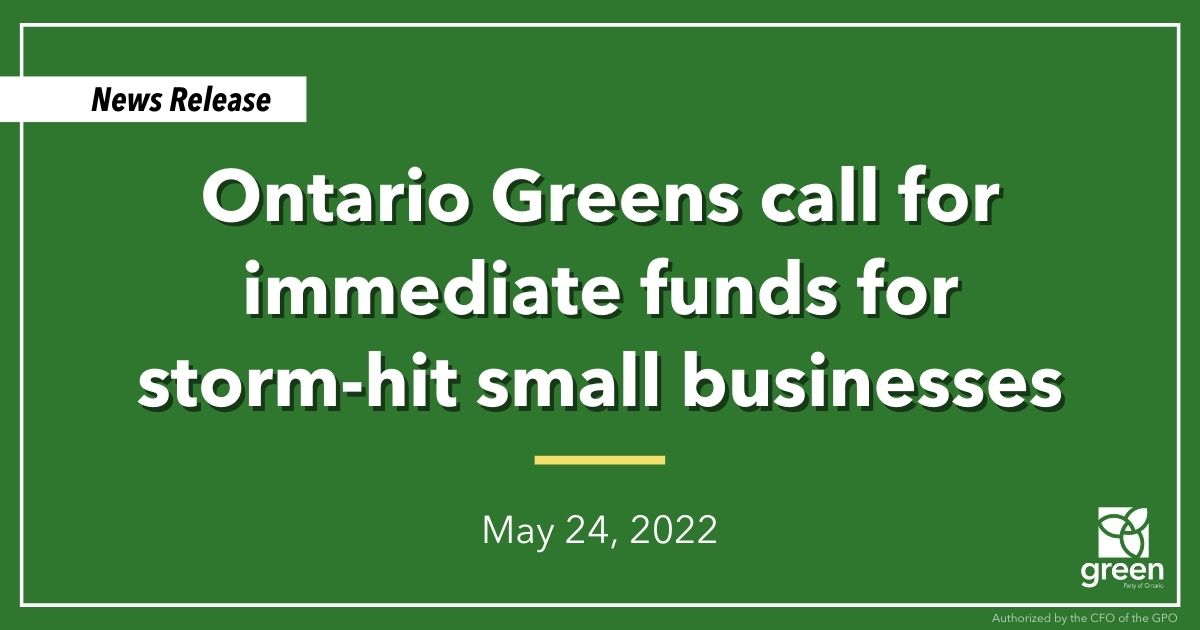 Ontario Greens Leader Mike Schreiner made the following statement on impacted small businesses in the Ottawa and eastern Ontario region: