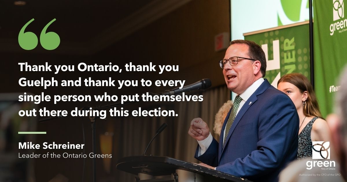 Ontario Greens Leader Mike Schreiner made the following statement: