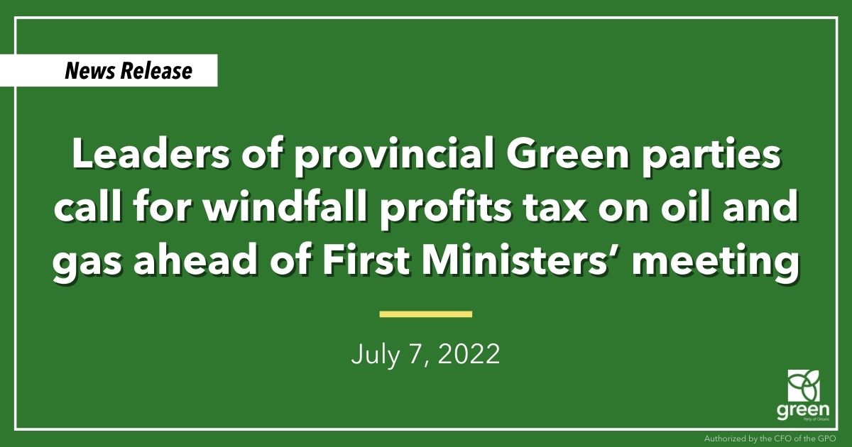 Leaders of the provincial Green parties are renewing a call for a windfall profits tax on oil and gas companies.