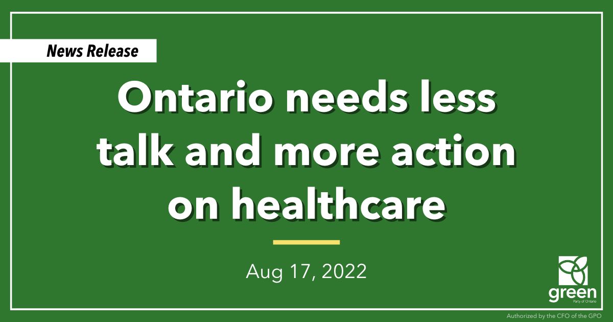 Ontario Greens leader and Guelph MPP, Mike Schreiner, made the following statement today in response to the latest evidence of the government’s mishandling of healthcare in Ontario.