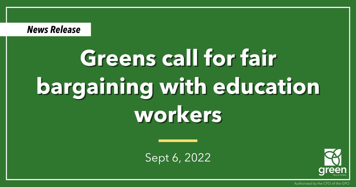 Ontario Greens Leader Mike Schreiner today released the following statement as students across Ontario head back to classrooms for the new school year.