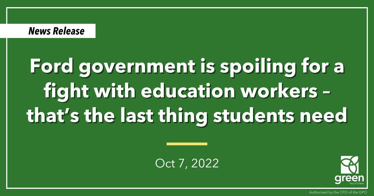 Ontario Greens leader and MPP for Guelph, Mike Schreiner, released the following statement in response to Minister Lecce’s tweet pitting parents against education workers.