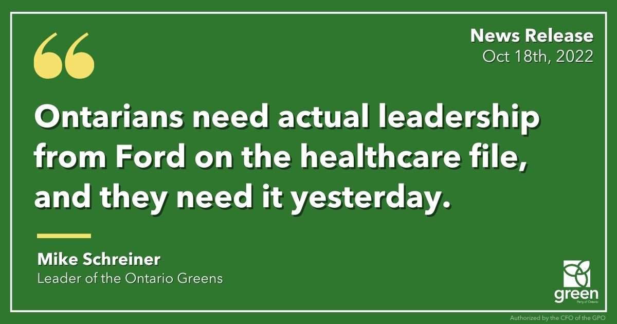 Mike Schreiner responds to concerns by Ontario’s Chief Medical Officer that our healthcare system will not be able to cope with the rise in hospitalizations.