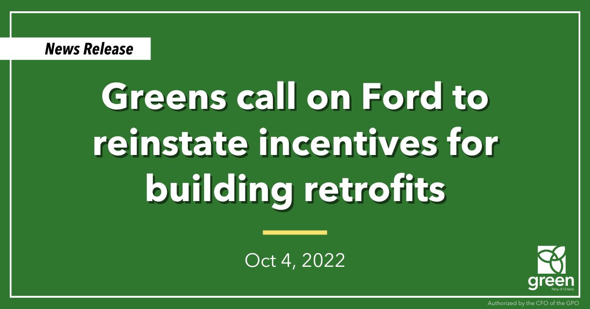 Ontario Greens leader and MPP for Guelph, Mike Schreiner, released the following statement in response to Energy Minister Todd Smith’s announcement of new funding for energy efficiency programs.