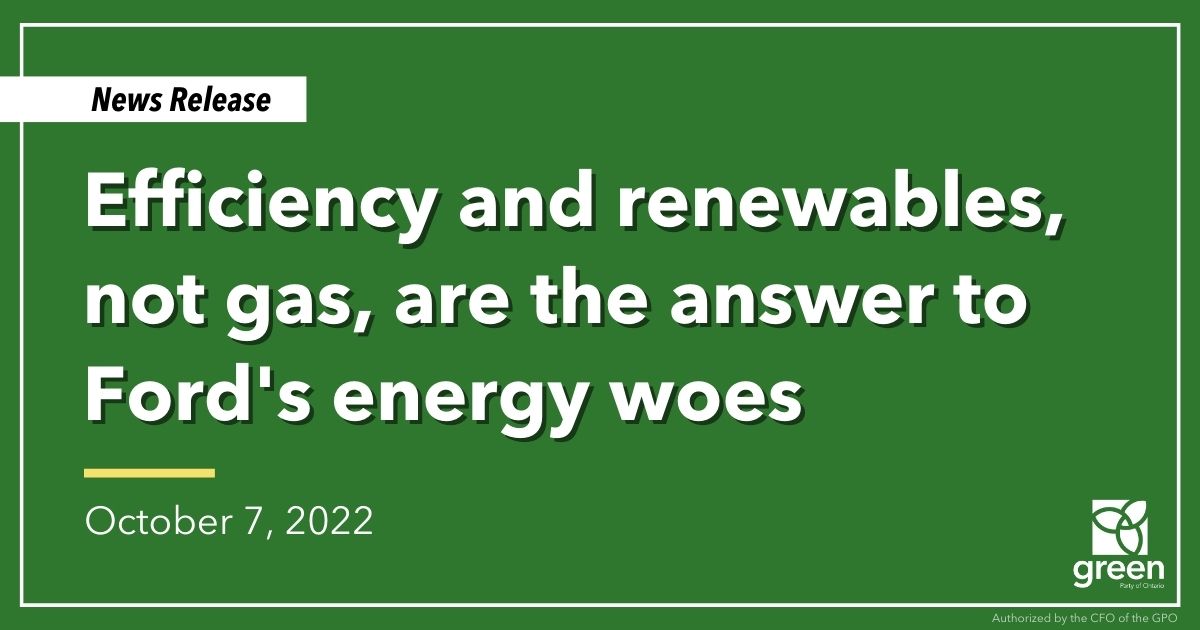 TORONTO – Ontario Greens leader and MPP for Guelph, Mike Schreiner, released the following statement in response to a report from the Independent Electricity System Operator (IESO) recommending more gas-powered generation to meet an expected energy supply crunch.