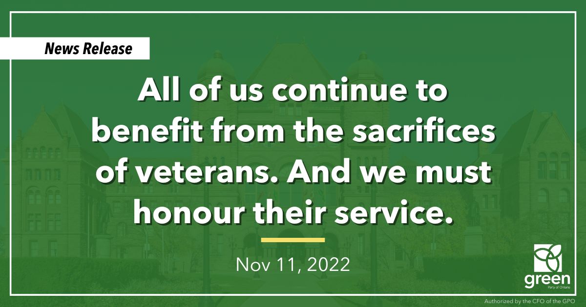 All of us continue to benefit from the sacrifices of veterans. And we must honour their service