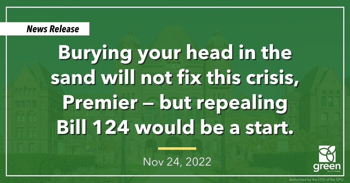 Burying your head in the sand will not fix this crisis, Premier — but repealing Bill 124 would be a start.