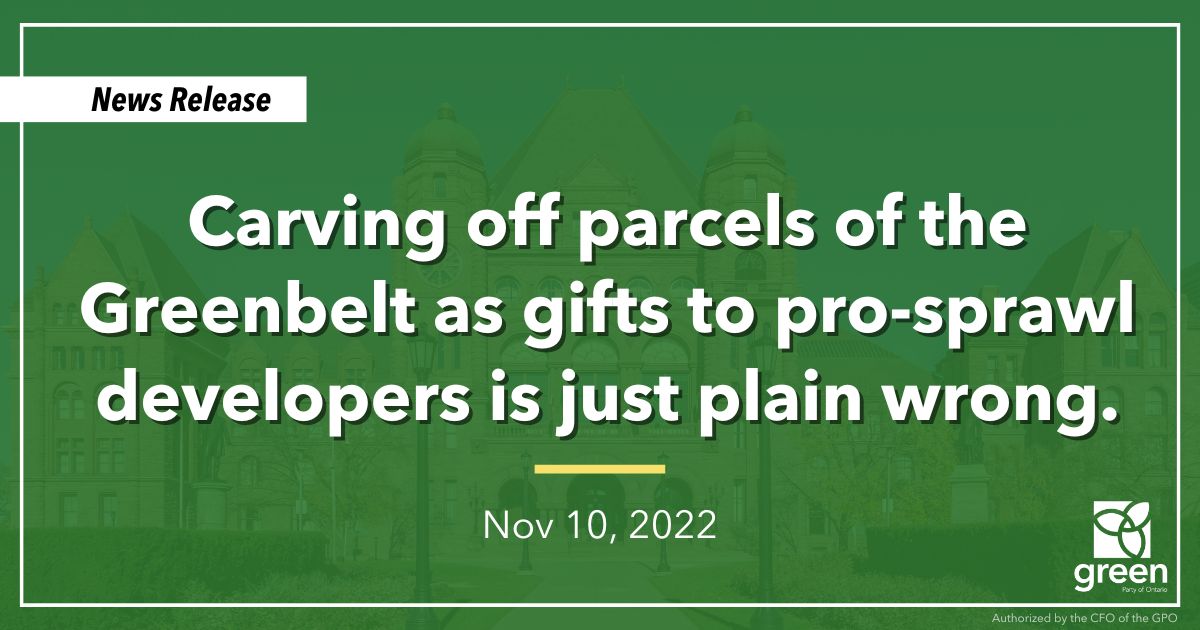 Carving off parcels of the Greenbelt as gifts to pro-sprawl developers and wealthy land speculators is just plain wrong