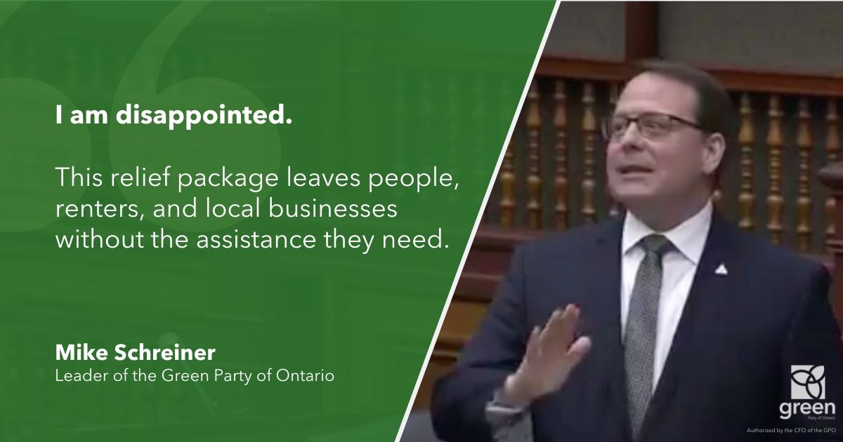 I am disappointed. This relief package leaves people, renters, and local businesses without the assistance they need.
