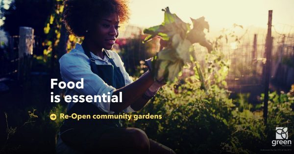 Food is essential. Sign our petition to Re-Open community gardens