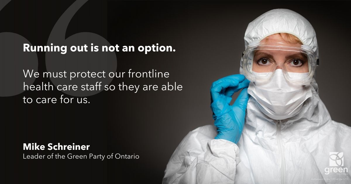 Running out is not an option. We must protect our frontline health care staff so they are able to care for us.