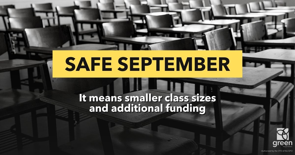 A Safe September It means smaller class sizes and additional funding