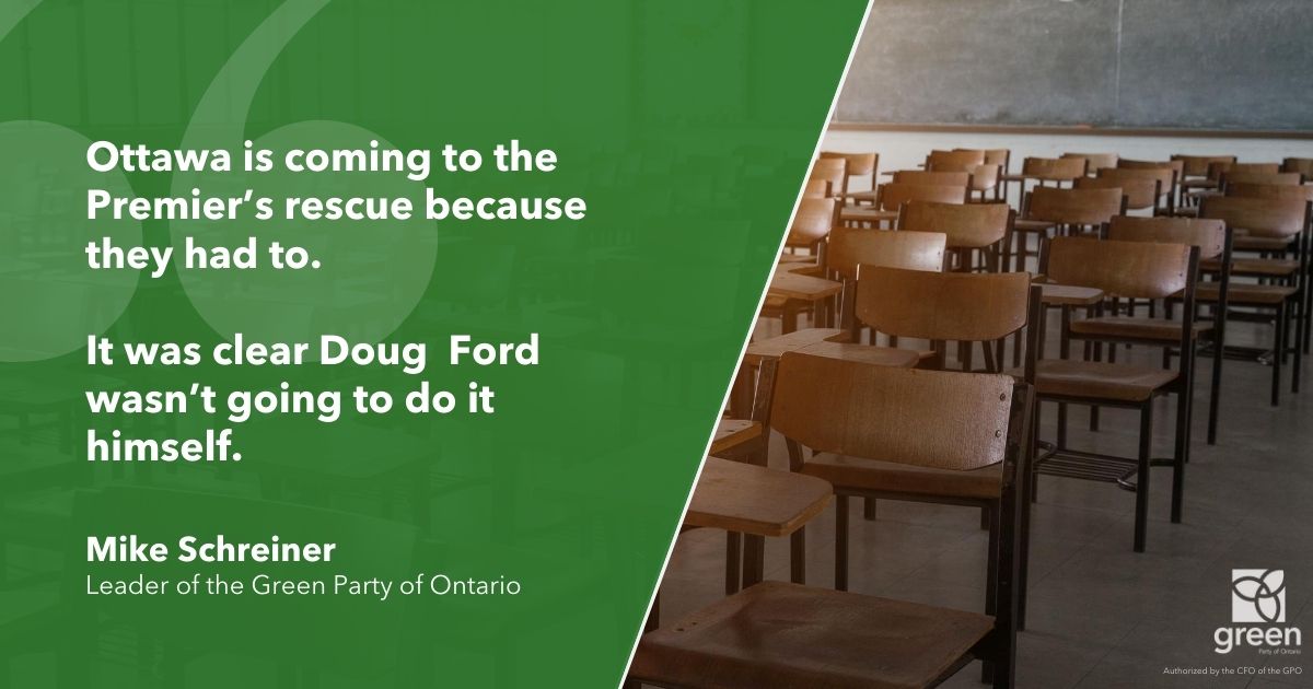 Ottawa is coming to the Premier’s rescue because they had to. It was clear he wasn’t going to do it himself.