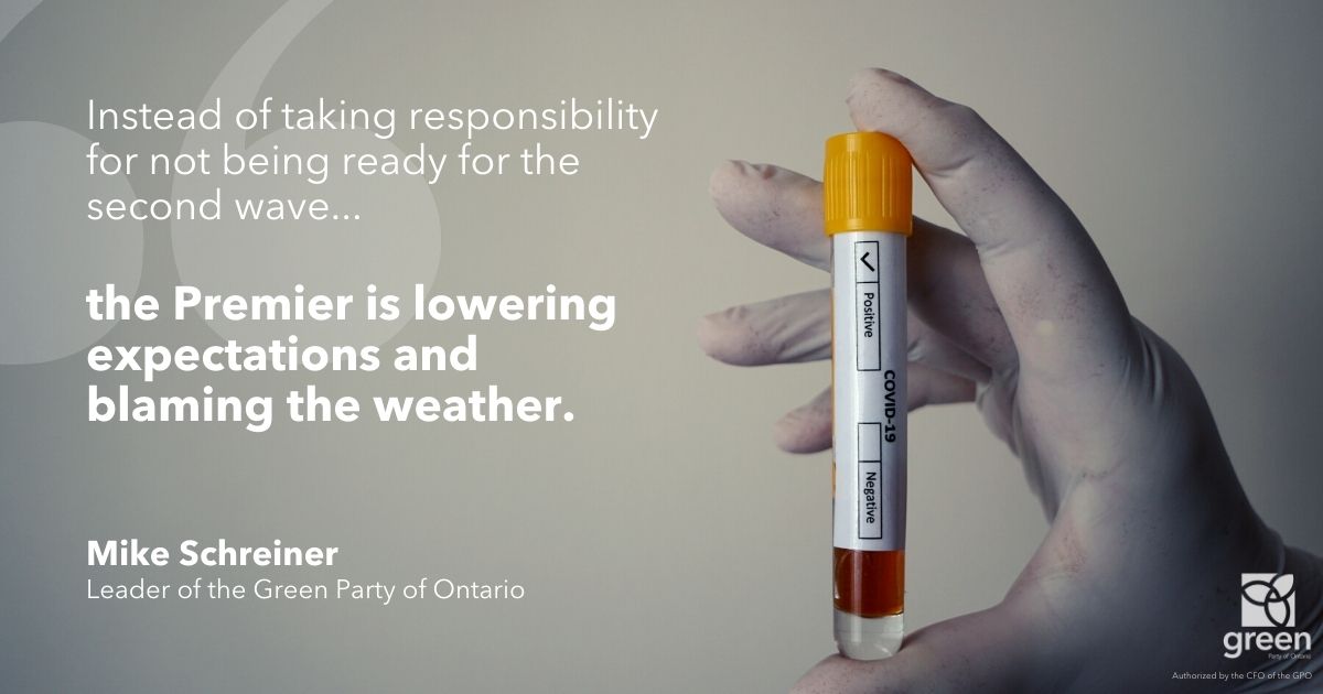 Instead of taking responsibility for not being ready for the second wave... the Premier is lowering expectations and blaming the weather.