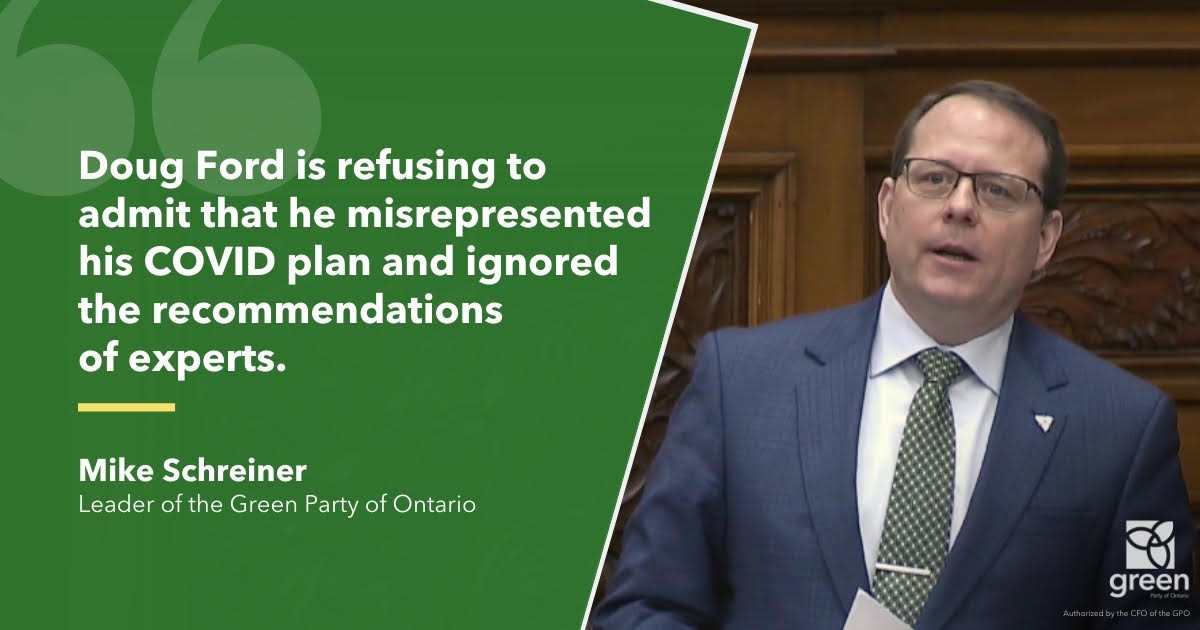 Doug Ford is refusing to admit that he misrepresented his COVID plan and ignored the recommendations of experts.