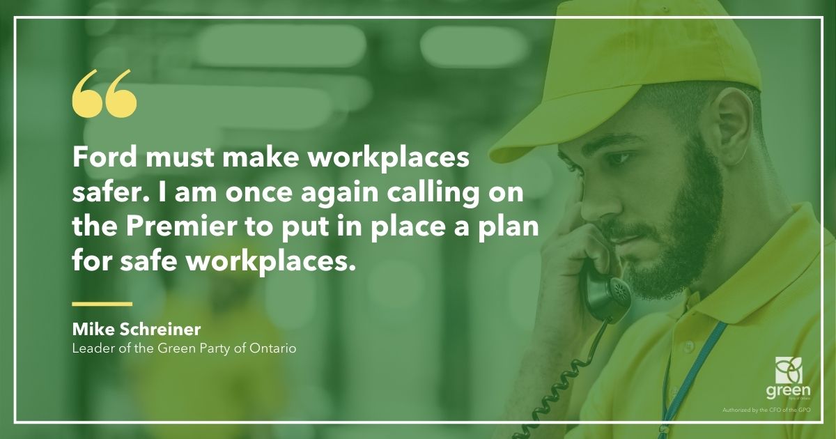 Yesterday’s new modelling data is clear: Ford must make workplaces safer. I am once again calling on the Premier to put in place a plan for safe workplaces.