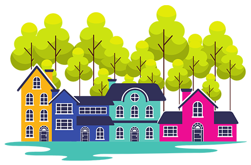 Row of Houses With Trees - GPO Housing Strategy Graphic