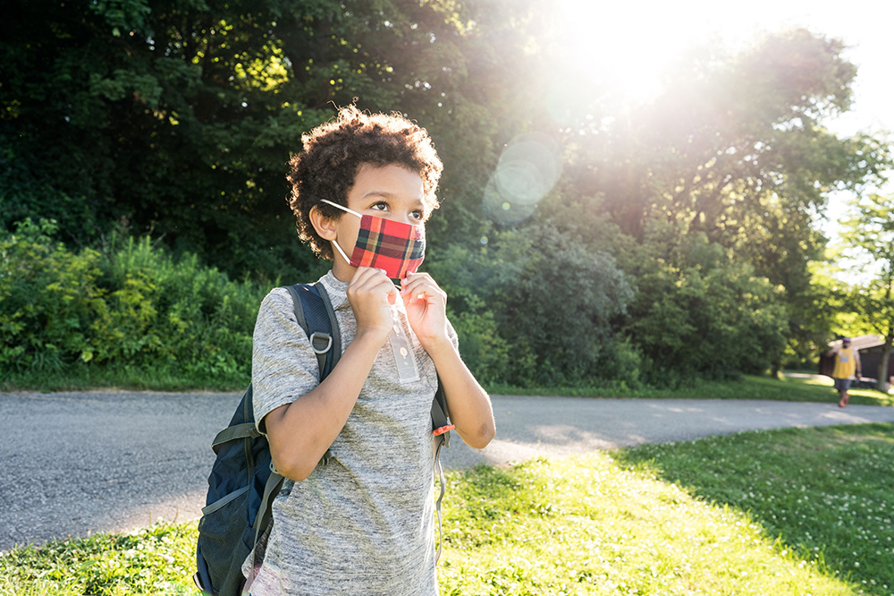 Child Going To School With Mask