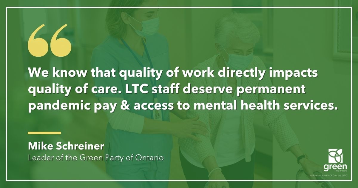 Mike Schreiner released the following statement in response to the government’s announcement regarding LTC staffing: